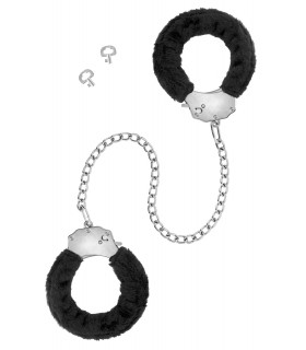 MANETTE NERE IN PELUCHE CON CATENA LUNGA