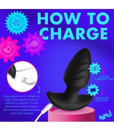 SPINA VIBRATORE E ROTATORE CON COMANDO USB NERO