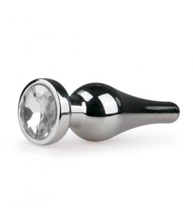 PLUG METALICO N4 CON PIEDRA TRANSPARENTE PLATEADO