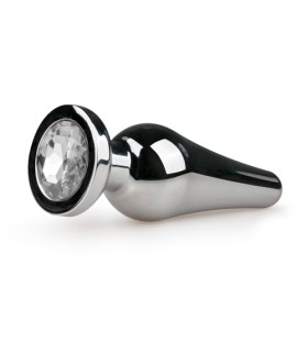 PLUG METALICO N11 CON PIEDRA TRANSPARENTE PLATEADO