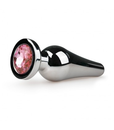 PLUG METALICO N11 CON PIEDRA ROSA PLATEADO