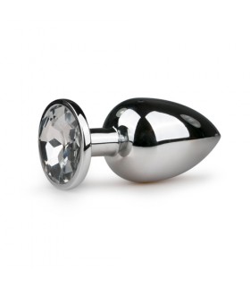 PLUG METALICO L CON PIEDRA TRANSPARENTE PLATEADO