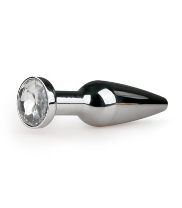 PLUG METALICO N9 CON PIEDRA TRANSPARENTE PLATEADO 