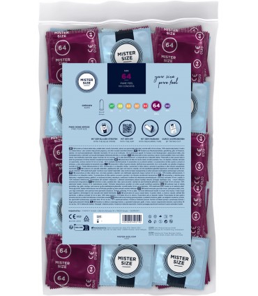 PRÉSERVATIFS MISTER SIZE PURE FEEL EXTRA FINS 64MM 100 UNITÉS