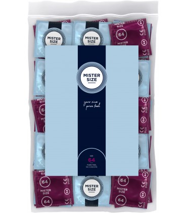 PRÉSERVATIFS MISTER SIZE PURE FEEL EXTRA FINS 64MM 100 UNITÉS