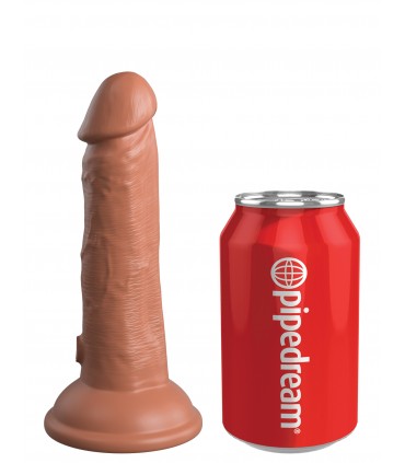 6" DUAL DENSITY VIBRATING SILICONE COCK TAN