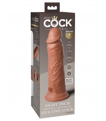 8" DUAL DENSITY VIBRATING SILICONE COCK TAN