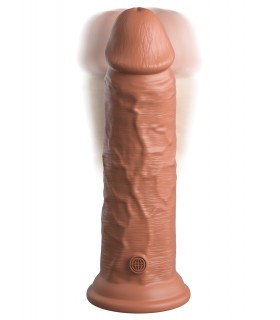 8" DUAL DENSITY VIBRATING SILICONE COCK TAN