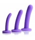 SET X 3 DILDOS SILICONA LILA TRI-PLAY PARA ARNÉS