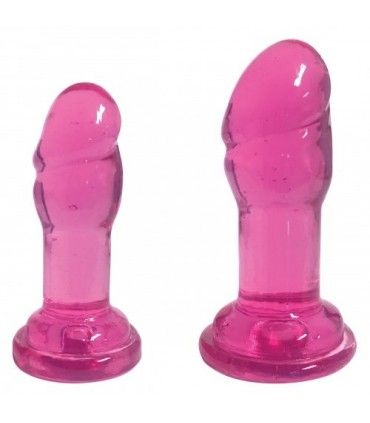 SET X 2 DILDOS SLIM STICK C/ VENTOSA ROSAS