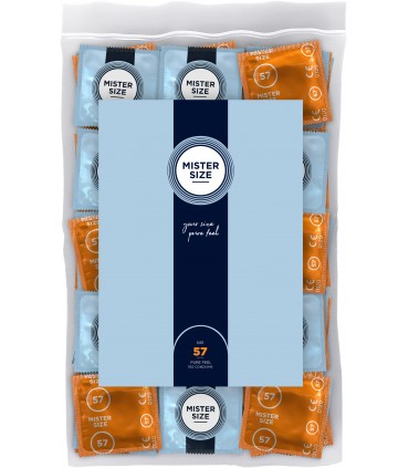 PRESERVATIVOS MISTER SIZE PURE FEEL EXTRA FINO 57MM 100 UDS