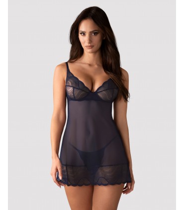 NIGHTLY BLUE CHEMISE & THONG  M/L