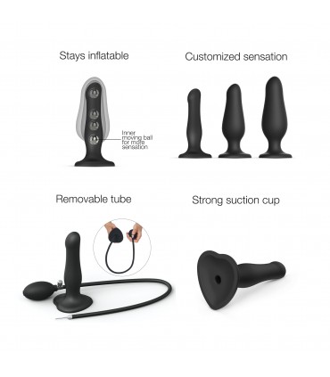SCHWARZER AUFBLASBARER SILIKON-DILDO-STECKER