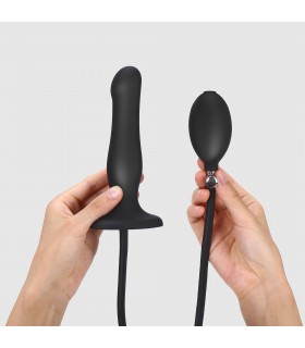 DILDO PLUG INFLABLE SILICONA NEGRO