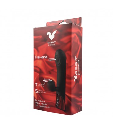 HAVANA WIEDERAUFLADBARER SILIKONVIBRATOR MIT ANSCHLAGKANINCHEN UND ANSCHLAGWELLE
