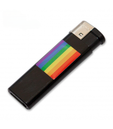 12 BLACK REFILLABLE LIGHTER WITH RAINBOW FLAG