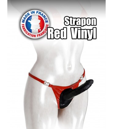 TANGA VINILO STRAP-ON ROJO