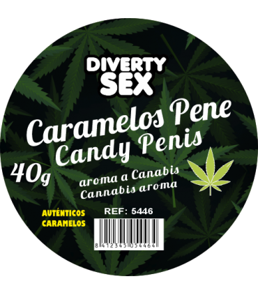 12 Gläser mit je 20 Penisbonbons mit Marihuanaduft