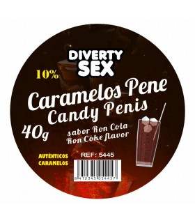 12 BOTES DE 20 CARAMELOS PENE CON SABOR RON COLA