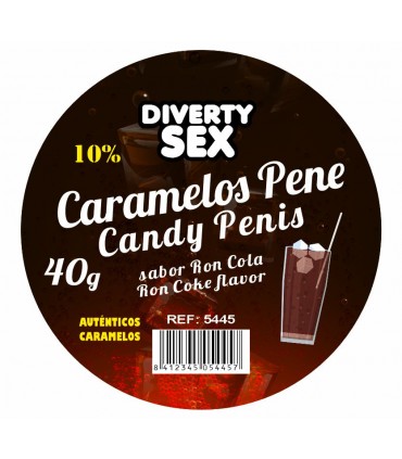 12 barattoli da 20 caramelle a forma di pene al gusto di rum e cola