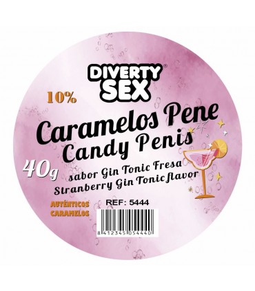 12 Gläser mit je 20 Penisbonbons mit Gin-Tonic-Geschmack