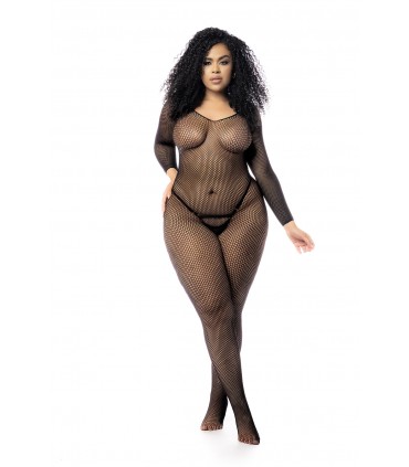 MOD. 1102X BODYSTOCKING RÉSEILLE À MANCHES LONGUES NOIR OSX