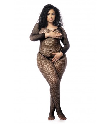 MOD. 1102X BODYSTOCKING RÉSEILLE À MANCHES LONGUES NOIR OSX
