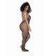 MOD. 1116X Neckholder-Bodystocking mit Blumenmuster und Schrittoffen, Schwarz, OSX