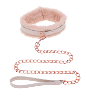 Collier et laisse en fourrure Peach's 'N Cream