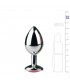 PLUG METALICO M CON PIEDRA ROSA PLATEADO