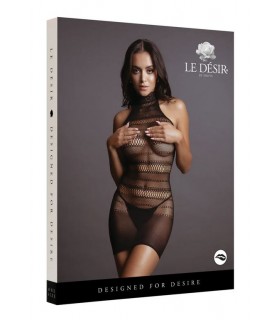 SCHWARZES MINIKLEID MIT NETZAUSSCHNITT, EINE GRÖSSE