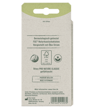 Préservatifs Ritex Pro Nature Classic, 8 unités