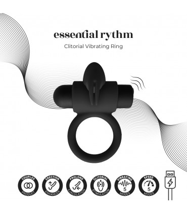 ANILLO VIBRADOR E9 NEGRO RECARGABLE