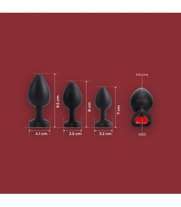 SET STECKER X3 E14 SILIKON SCHWARZ-RUBIN HERZ