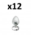 PACK OF 12 METAL PLUGS WITH CLEAR STONE S