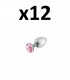 PACK 12 PLUG METÁLICO CON PIEDRA ROSA S