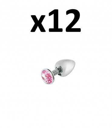 CONFEZIONE DA 12 TAPPI IN METALLO CON PIETRA ROSA S