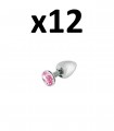 PACK 12 PLUG METÁLICO CON PIEDRA ROSA S