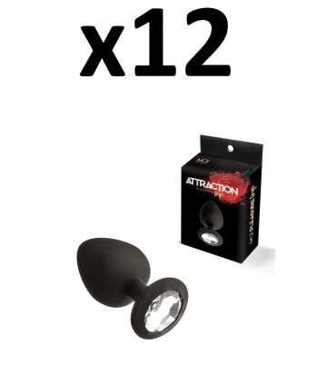 CONFEZIONE DA 12 TAPPI IN SILICONE CON PIETRA, NERI