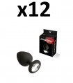 Lot de 12 bouchons en silicone avec pierre, noirs