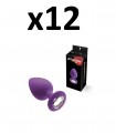 PACK 12 PLUG SILICONA CON PIEDRA S LILA