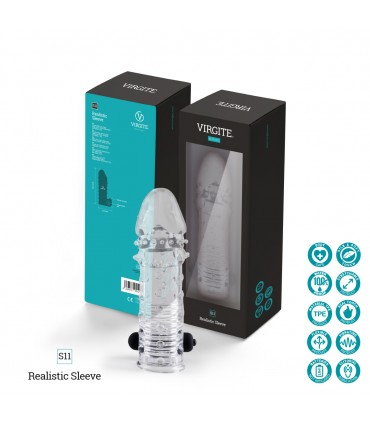 GAINE PÉNIS RÉALISTE S11 TRANSPARENTE 15'5 CM AVEC VIBRATION