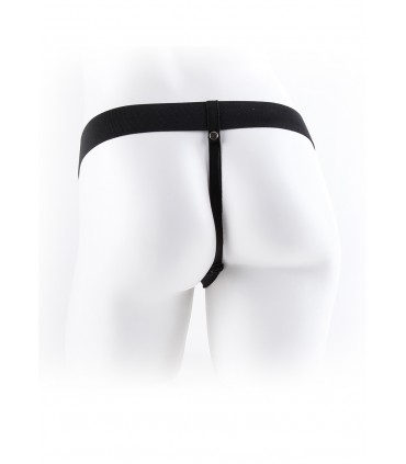 7" HOLLOW STRAP-ON WITH BALLS  LIGHT/BLACK