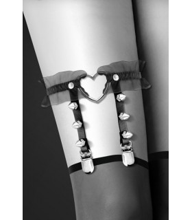 BLACK FLOWER HEART GARTER