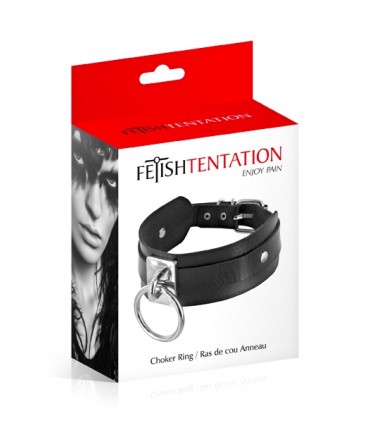 VERSTELLBARE SCHWARZE HALSKETTE MIT RING
