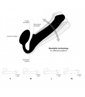 HARNESS DILDO STRAP-ON FLESSIBILE IN SILICONE MORBIDO NERO XL