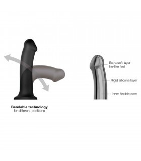 DILDO AVEC VENTOUSE HARNAIS APPROPRIÉ DOUBLE DENSITÉ FLEXIBLE NOIR S