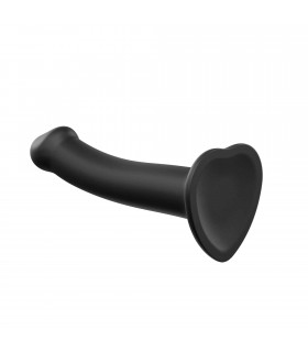 DILDO WITH SUCTION CUP SUITABLE HARNESS DUAL DENSITY FLEXIBLE BLACK M