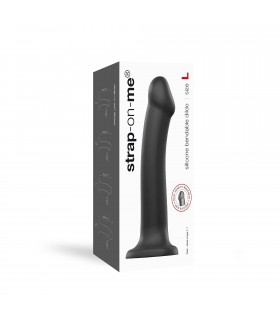 DILDO WITH SUCTION CUP SUITABLE HARNESS DUAL DENSITY FLEXIBLE BLACK L