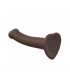 DILDO MIT SAUGNAPF GEEIGNETES HARNESS DUAL DENSITY FLEXIBLE CHOCOLATE XL